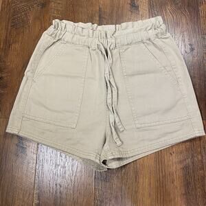 Wish List Relaxed Fit High Rise Tie Front Shorts Cream Tan Women’s Size Small